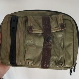 Baggy Port Notebook Cover/Wallet/Portfolio Men's Green and Brown Bag/Pouch